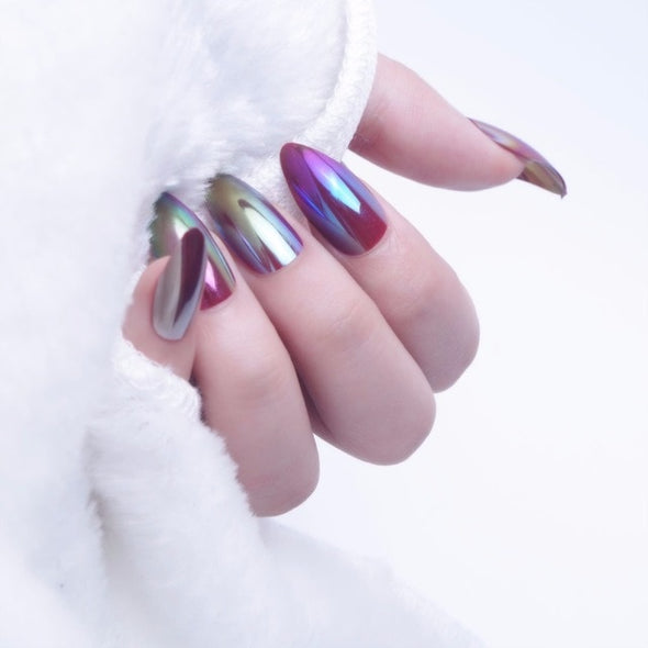 24Pcs Elegant Wine Red Christmas New Year Fake Nails Press on Nail Artificial Nail Tips with Glue Sticker Faux Ongles Unhas Gift