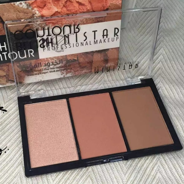 Sexy 3 Colors Shimmer Matte Bronzer Face Contour Mineralize Palette Powder Highlighter Make Up