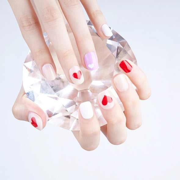 24pcs/set Fake Nails Lattice Grid Design Artificial French Multiple Colors False Nails Tips Press on Nails with Glue Sticker