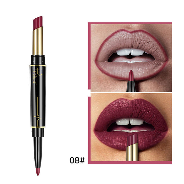 Pudaier Matte Lipstick Wateproof Double Ended Long Lasting Lipsticks Brand Lip Makeup Cosmetics Nude Dark Red Lips Liner Pencil