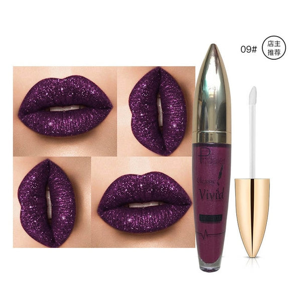 Hot 2018 Glitter Lips Liquid Lipstick lot Women Brand Makeup Waterproof Blue Purple Wine Red Color pudaier Shimmer Lip Gloss