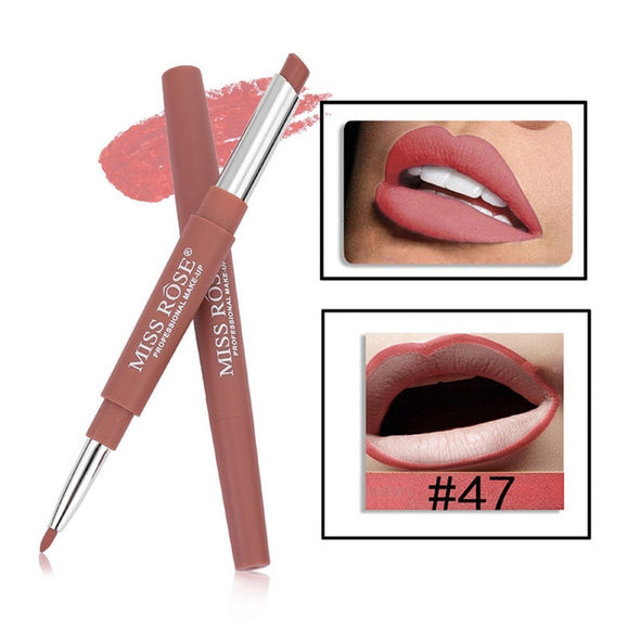 MISS ROSE 14 Color Double-end Lipsticks Lasting Lipliner Waterproof Profissional Moisturizer Lip Liner Stick Pencil batom matte