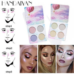 HANDAIYAN Highlighter Illuminator Makeup Face Brightener Contouring Liquid Highlighter Palette Powder Bronzer Face Glow Kit