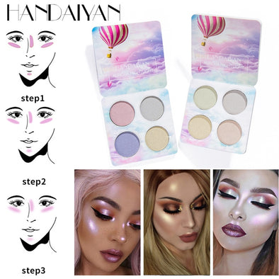 HANDAIYAN Highlighter Illuminator Makeup Face Brightener Contouring Liquid Highlighter Palette Powder Bronzer Face Glow Kit