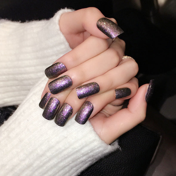 24Pcs Elegant Wine Red Christmas New Year Fake Nails Press on Nail Artificial Nail Tips with Glue Sticker Faux Ongles Unhas Gift