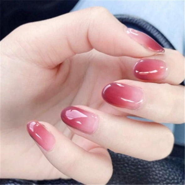 24Pcs Elegant Wine Red Christmas New Year Fake Nails Press on Nail Artificial Nail Tips with Glue Sticker Faux Ongles Unhas Gift