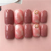 24Pcs Elegant Wine Red Christmas New Year Fake Nails Press on Nail Artificial Nail Tips with Glue Sticker Faux Ongles Unhas Gift
