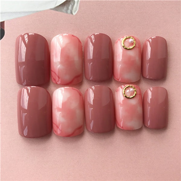 24Pcs Elegant Wine Red Christmas New Year Fake Nails Press on Nail Artificial Nail Tips with Glue Sticker Faux Ongles Unhas Gift