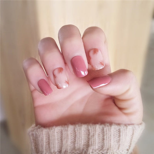 24Pcs Elegant Wine Red Christmas New Year Fake Nails Press on Nail Artificial Nail Tips with Glue Sticker Faux Ongles Unhas Gift