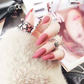 Stiletto fake Nails with glue Long size Pointed Solid color Diy Nail Art 32 Styles press on nails Tips Accessory 24 PCS