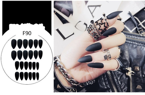 Stiletto fake Nails with glue Long size Pointed Solid color Diy Nail Art 32 Styles press on nails Tips Accessory 24 PCS