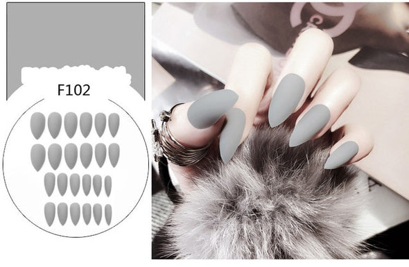 Stiletto fake Nails with glue Long size Pointed Solid color Diy Nail Art 32 Styles press on nails Tips Accessory 24 PCS