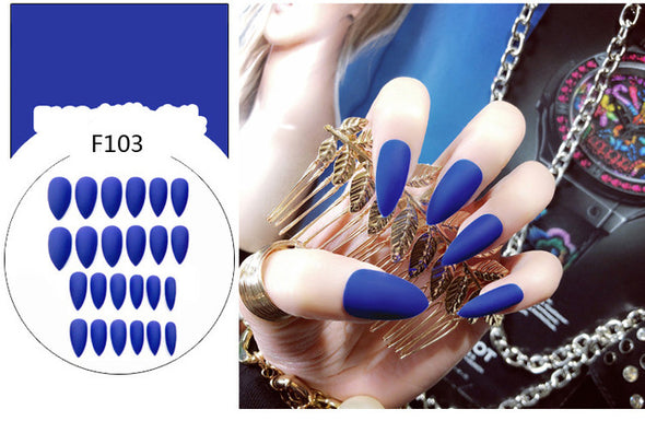 Stiletto fake Nails with glue Long size Pointed Solid color Diy Nail Art 32 Styles press on nails Tips Accessory 24 PCS
