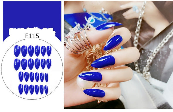 Stiletto fake Nails with glue Long size Pointed Solid color Diy Nail Art 32 Styles press on nails Tips Accessory 24 PCS