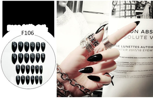 Stiletto fake Nails with glue Long size Pointed Solid color Diy Nail Art 32 Styles press on nails Tips Accessory 24 PCS