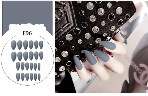 Stiletto fake Nails with glue Long size Pointed Solid color Diy Nail Art 32 Styles press on nails Tips Accessory 24 PCS