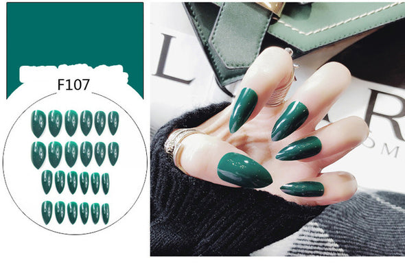 Stiletto fake Nails with glue Long size Pointed Solid color Diy Nail Art 32 Styles press on nails Tips Accessory 24 PCS