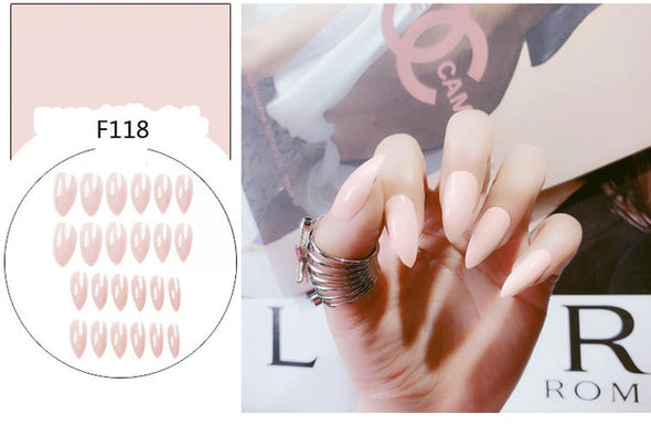 Stiletto fake Nails with glue Long size Pointed Solid color Diy Nail Art 32 Styles press on nails Tips Accessory 24 PCS