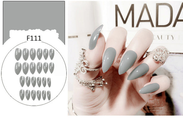 Stiletto fake Nails with glue Long size Pointed Solid color Diy Nail Art 32 Styles press on nails Tips Accessory 24 PCS