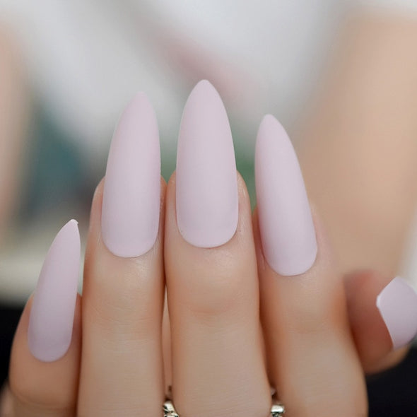 Extra long Stiletto Grey Marble Fake Nails Stone Pattern Pointed Dark Shiny Long Press On False Nails for Finger 24 Count