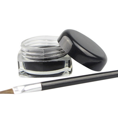 1PC Waterproof Gel Eyeliner Mini Eyeliner Gel Cream With Brush Makeup Cosmetic Black Waterproof Eye Liner Makeup Cosmetics Women