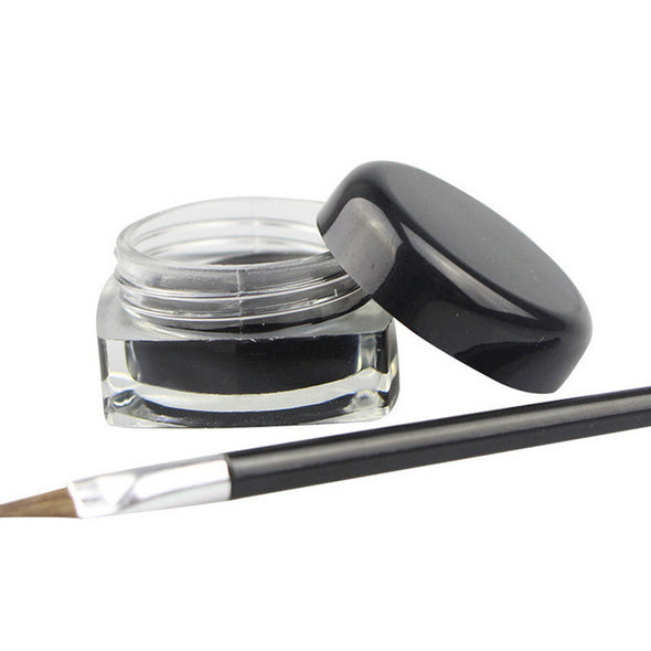 1PC Waterproof Gel Eyeliner Mini Eyeliner Gel Cream With Brush Makeup Cosmetic Black Waterproof Eye Liner Makeup Cosmetics Women