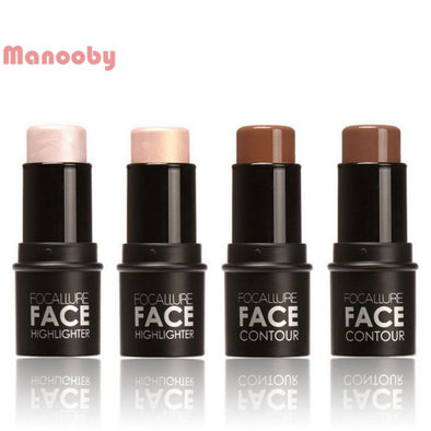 Manooby 4 Colors Highlighter Bronzer Stick Makeup Face 3D Contour Cosmetics Shimmer Brighten Skin Highlighting Make Up