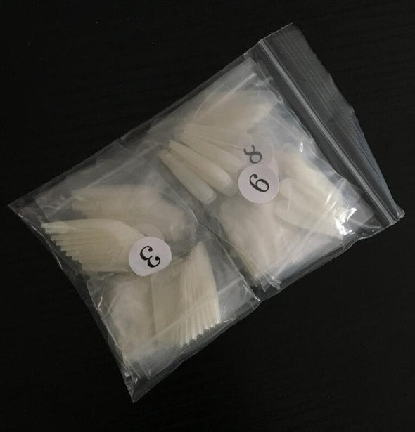 100pcs/box Fake Nail Artificial Long Ballerina Clear/Natural/white False Coffin Nails Art Tips Full Cover Manicure + Jewelry Box