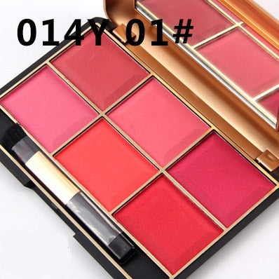 Professional Makeup Blusher Long Lasting 6 Color Minerals Powder Retro Face Base Blush Bronzers Contouring Make Up Palette
